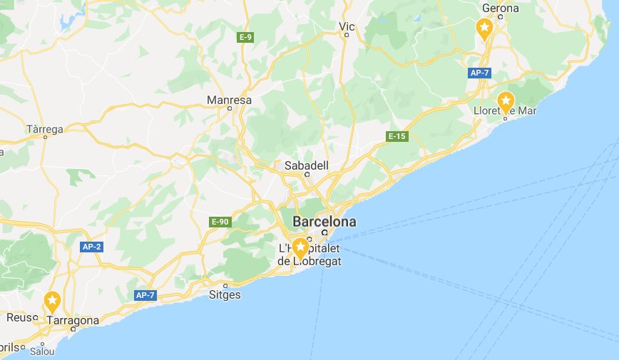 Aeroporti di Lloret de Mar sulla mappa