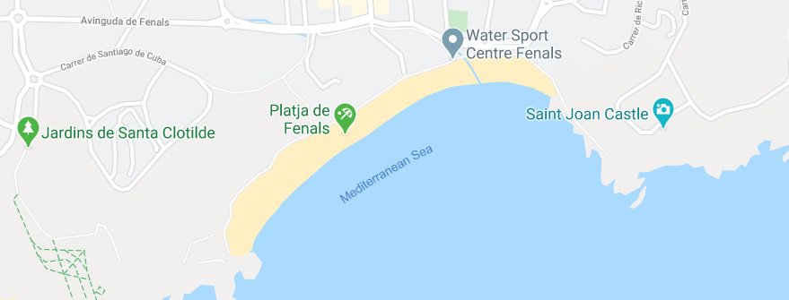 Spiaggia di Fenals a Lloret de Mar sulla mappa